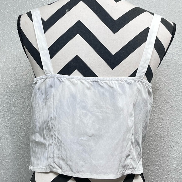 Dainty Cottagecore Sz L Boho Prairie Milkmaid Button Front Crop Top - Picture 3 of 9